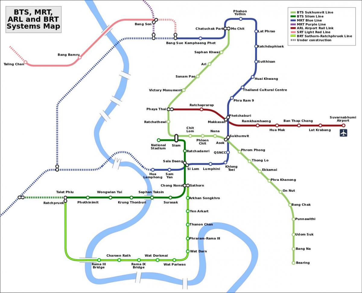 bts tren bangkok arată hartă