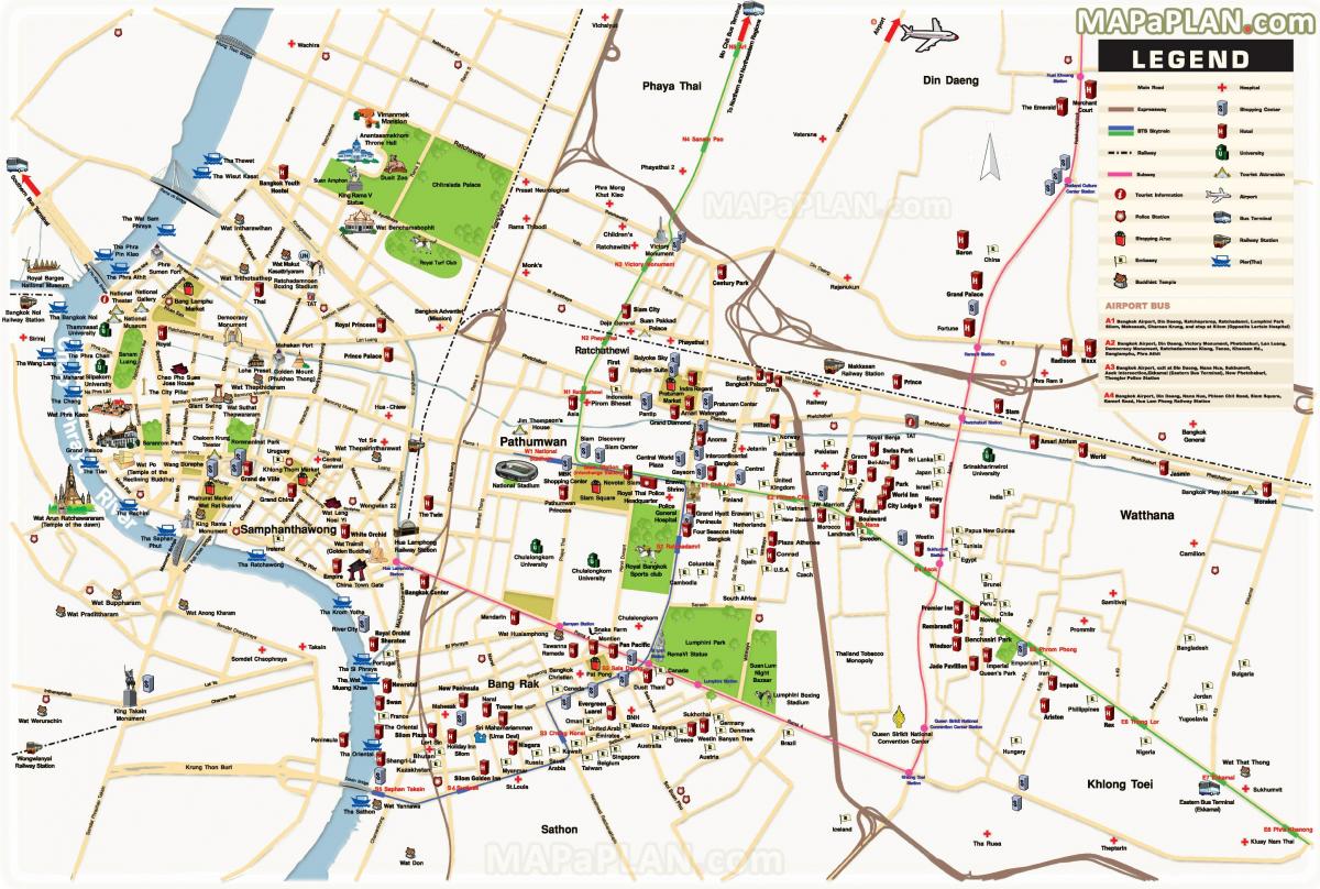 bangkok principalele atractii hartă