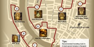 Harta bangkok, templul de turism