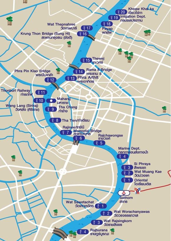 barca râu bangkok arată hartă
