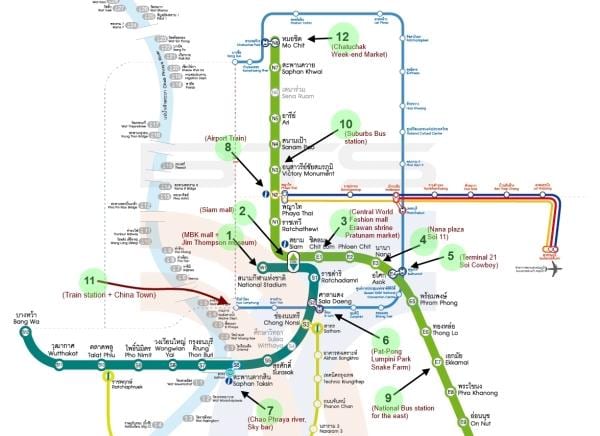 harta bangkok bts harta cu atracții