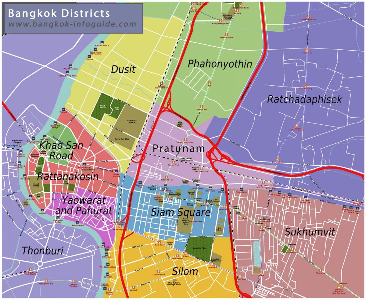 harta bangkok și zonele înconjurătoare