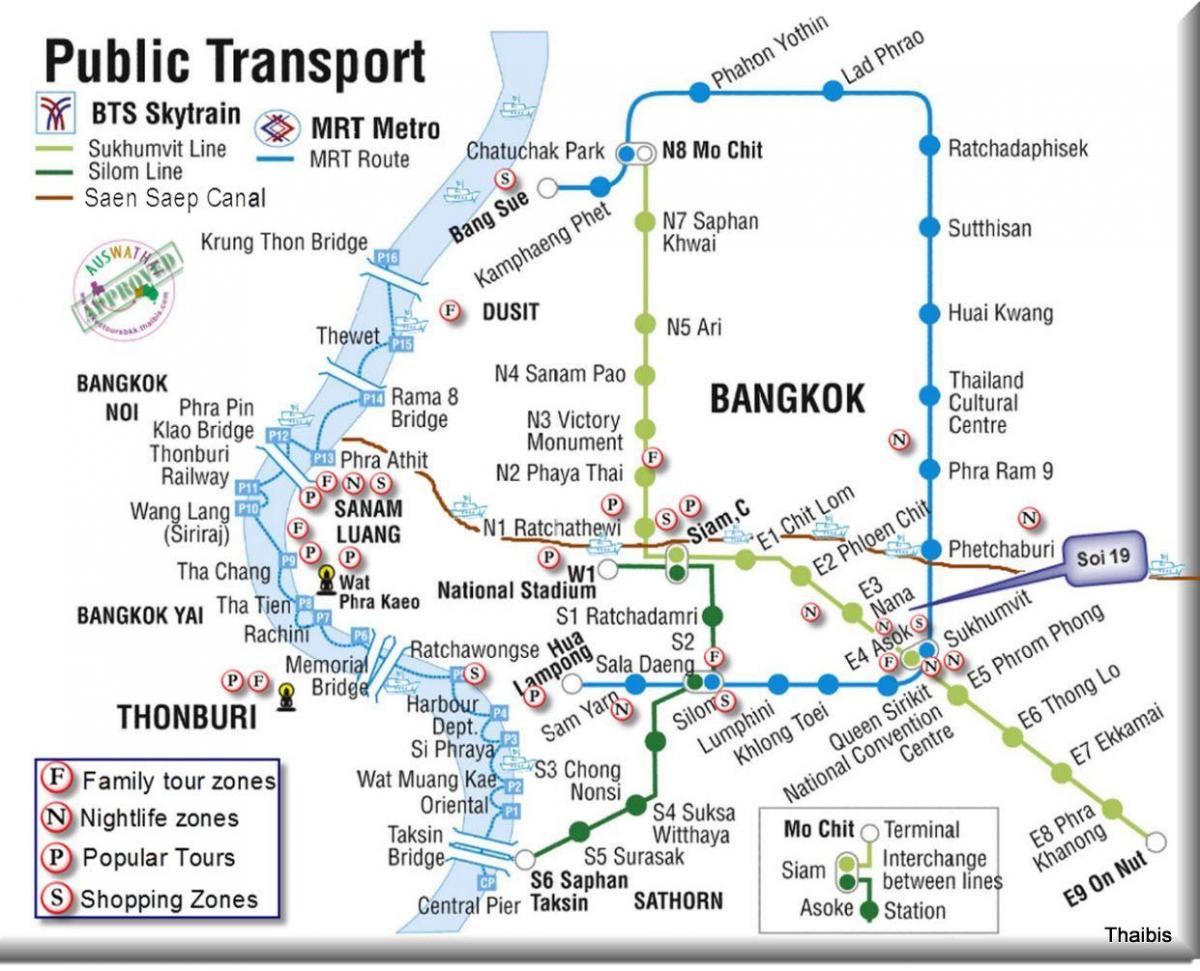 transportul public bangkok arată hartă