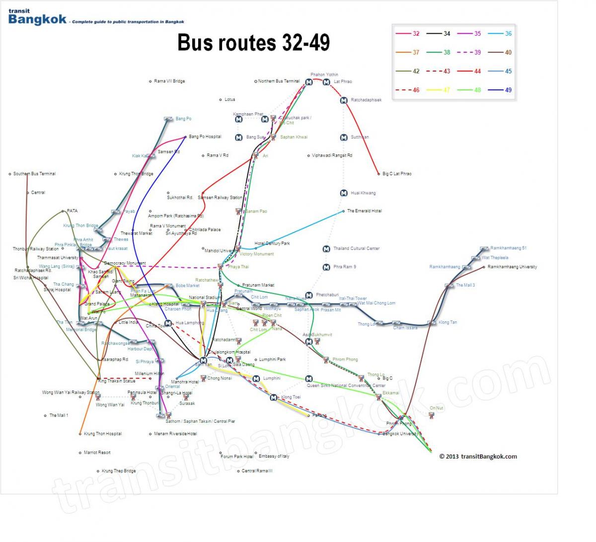 harta rutelor de autobuz bangkok