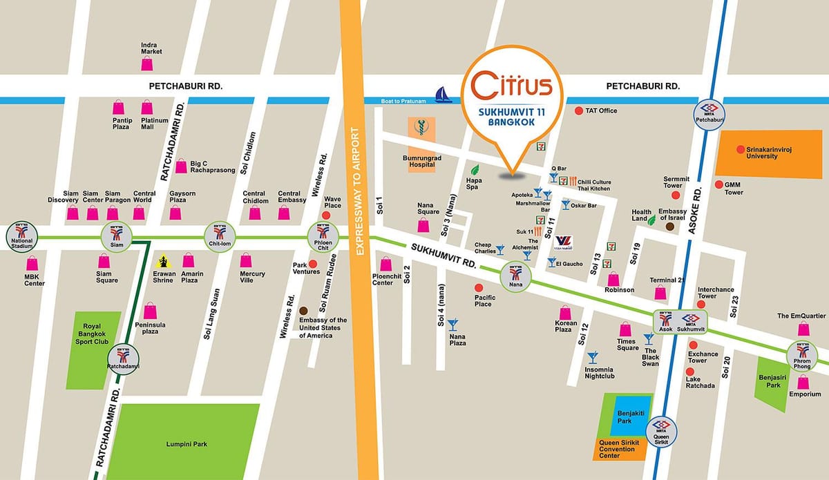sukhumvit soi 11 bangkok arată hartă